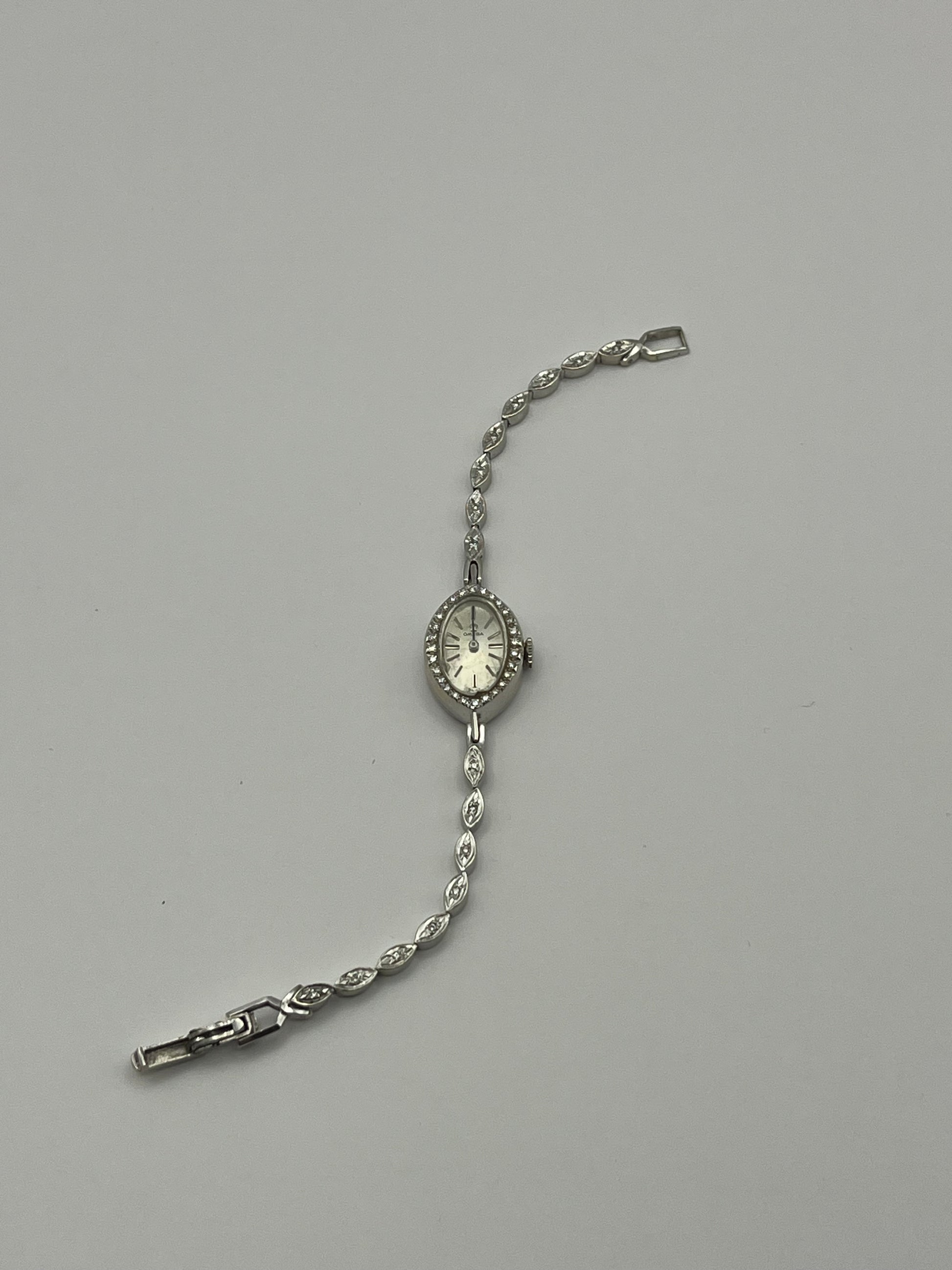 Vintage Women's Omega 14k White Gold & Diamond Cocktail Watch