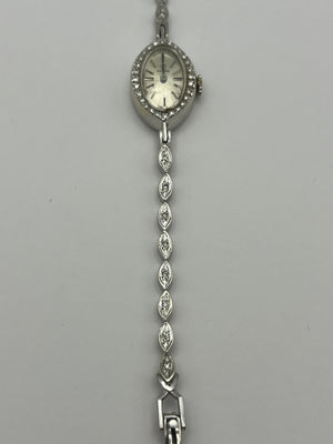 Vintage Women's Omega 14k White Gold & Diamond Cocktail Watch